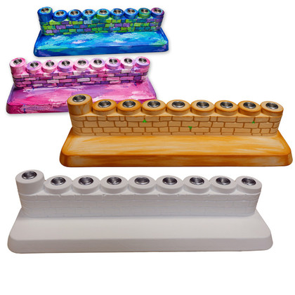 Chanukah Arts & Crafts Menorah - Kotel Design - Pack of 10 Sturdy Plaster Menorahs!