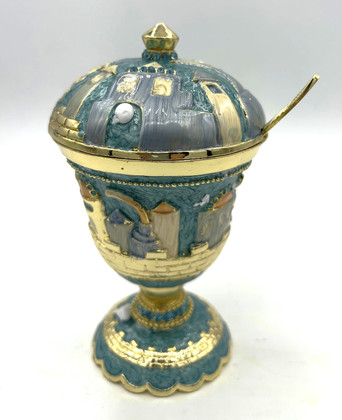 Karshi Jeweled Honey Dish, Floral Motif