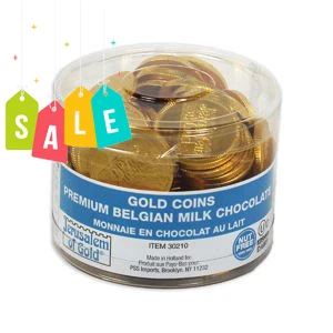 70 NUT-FREE -  Large Milk Chocolate Gelt Coins in Tub
