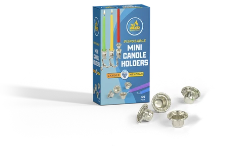 44pk. Mini Disposable aluminum holders for Chanukah Candles