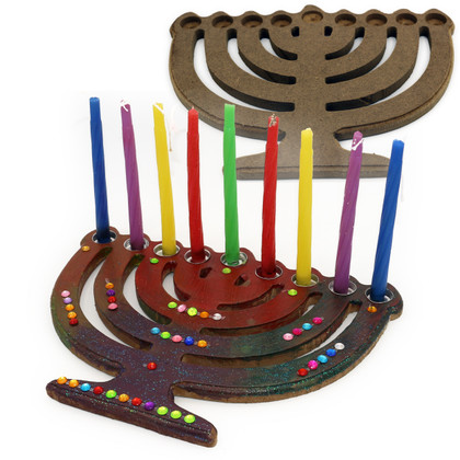 Flat Menorah Shaped Hanukkah Menorah DIY Craft Project Flat Menorah Shaped Hanukkah Menorah DIY Craft Project