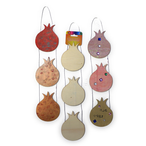Wooden Pomegranate Rope Hanging for Coloring