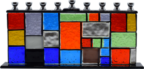 Hand Crafted Glass Menorah - Walls Of Unity