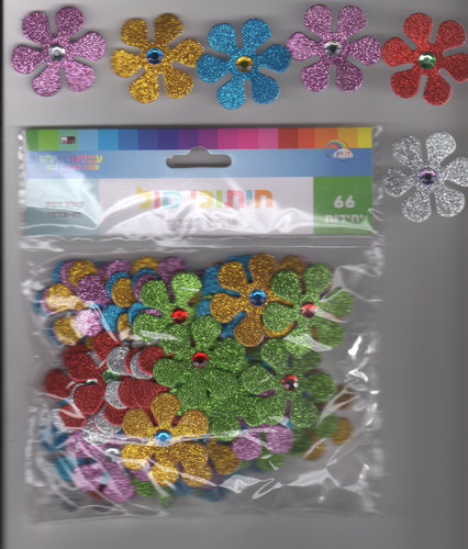 66 Glitter Foam Flowers self adhisve