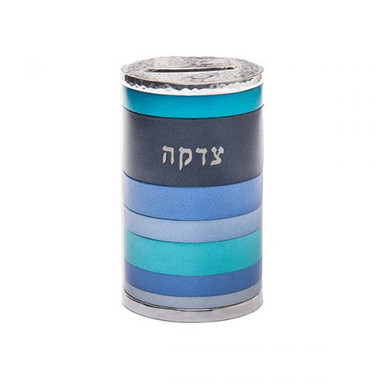 Emanuel Anodized Blue Tzedakah Box Rings