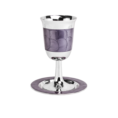 Enamel Kiddush Cup with Saucer - Purple