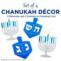 Set of 4 Chanukah Decor With Glitter And Foil
