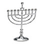 Traditional Polished Silvertone Chanukah Menorah