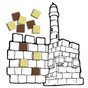 Tower of David Color & Paste Crafts (36) with Jerusalem Stones Foam Mosaic Squares