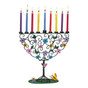 Flowering Tree Hand-Crafted Metal Menorah