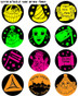 Purim Symbols Fluorescent Stickers