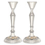 Nickel Plated Candlesticks with Mother of Pearl