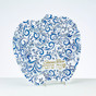 Rosh Hashanah Glass Apple Plate with Blue and Gold