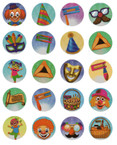 Purim Symbols Jewish Holiday Stickers  1"