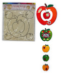 Wooden Apple Tishrei Mobile with Cord for Coloring