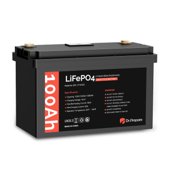 Dr. Prepare 12V 100Ah LiFePO4 Lithium Deep Cycle Battery with Monitor Screen, Rechargeable Lithium Iron Phosphate Battery, Built-in 100A BMS, Perfect for RV, Solar Power, Off-Grid Applications