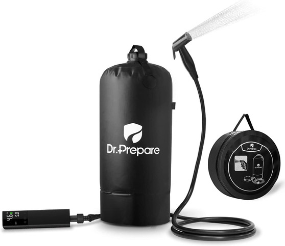 4 Gallon Portable Camping Shower with Rechargeable Air Pump