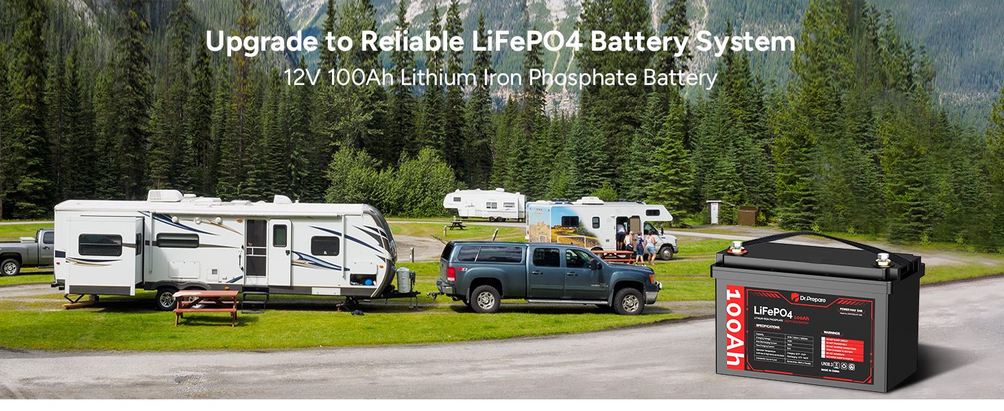 Dr. Prepare 100Ah 12V PowerMax LiFePO4 Battery / NOCO Genius10