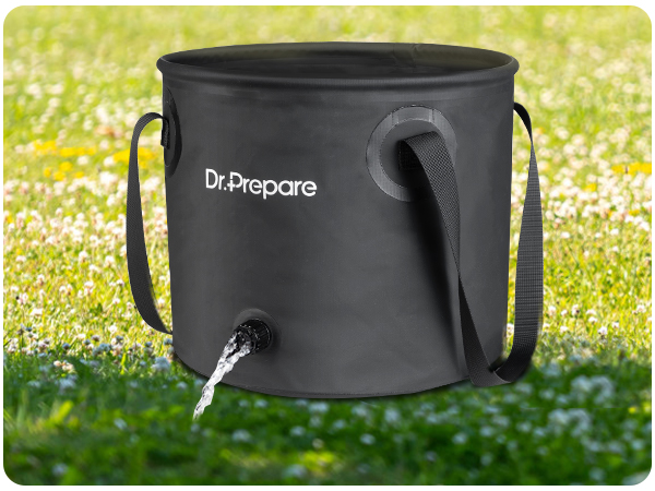 Dr. Prepare Portable Camping Shower, 5 Gallons/20L Collapsible Bucket with  Pump, USB Rechargeable Battery, Two Shower Heads, Large Water Flow