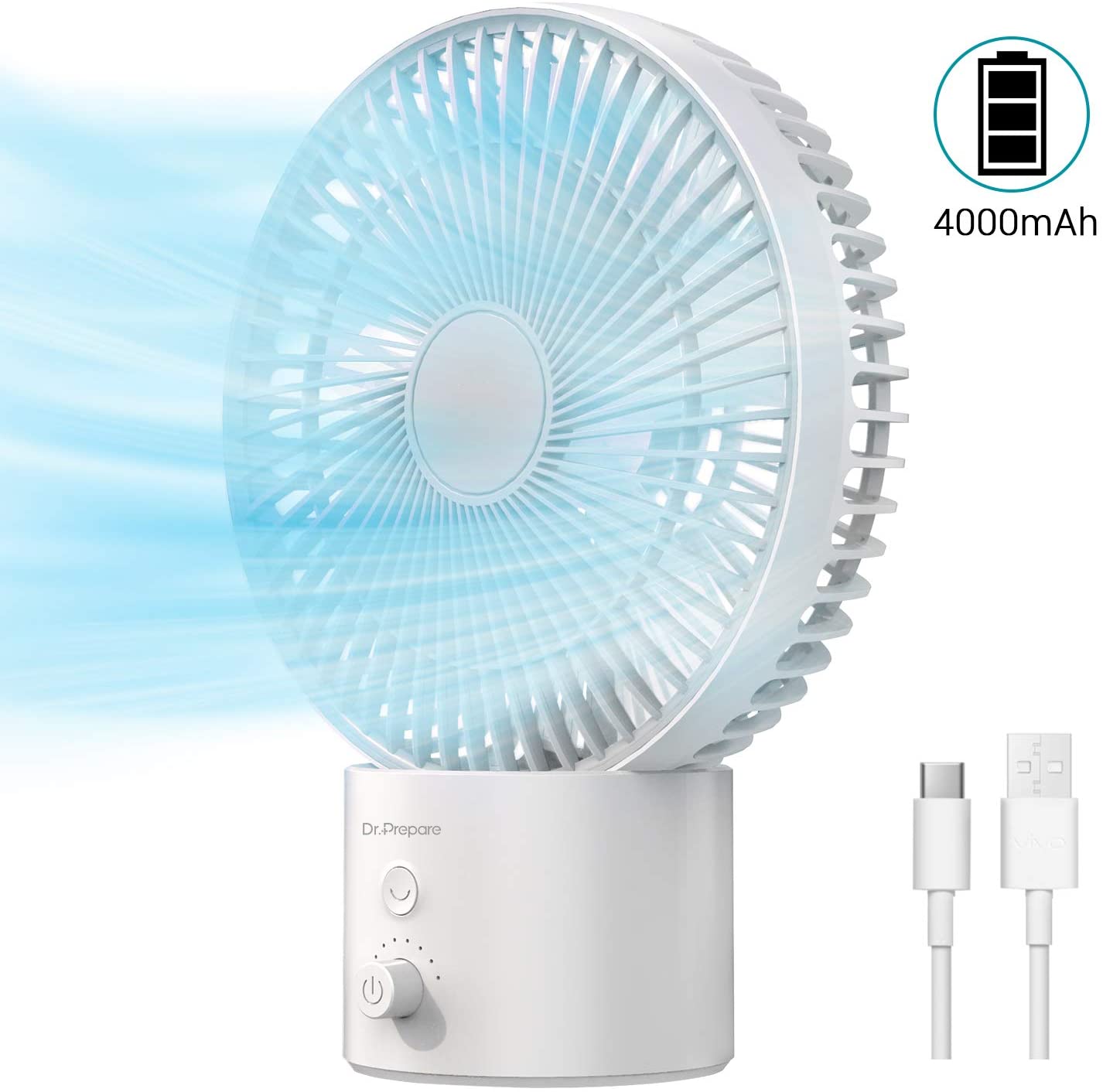 DR.PREPARE Oscillating Tower Fan, Desk Table Fan with 3 Speeds, Quiet  Cooling, 60° Oscillation, 16 Inch Personal Small Bladeless for Bedroom Home