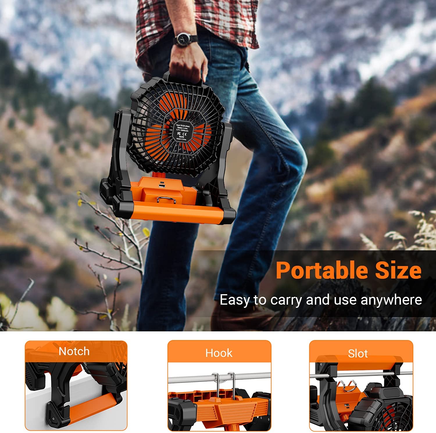 X25 Portable Camping Fan with LED Light