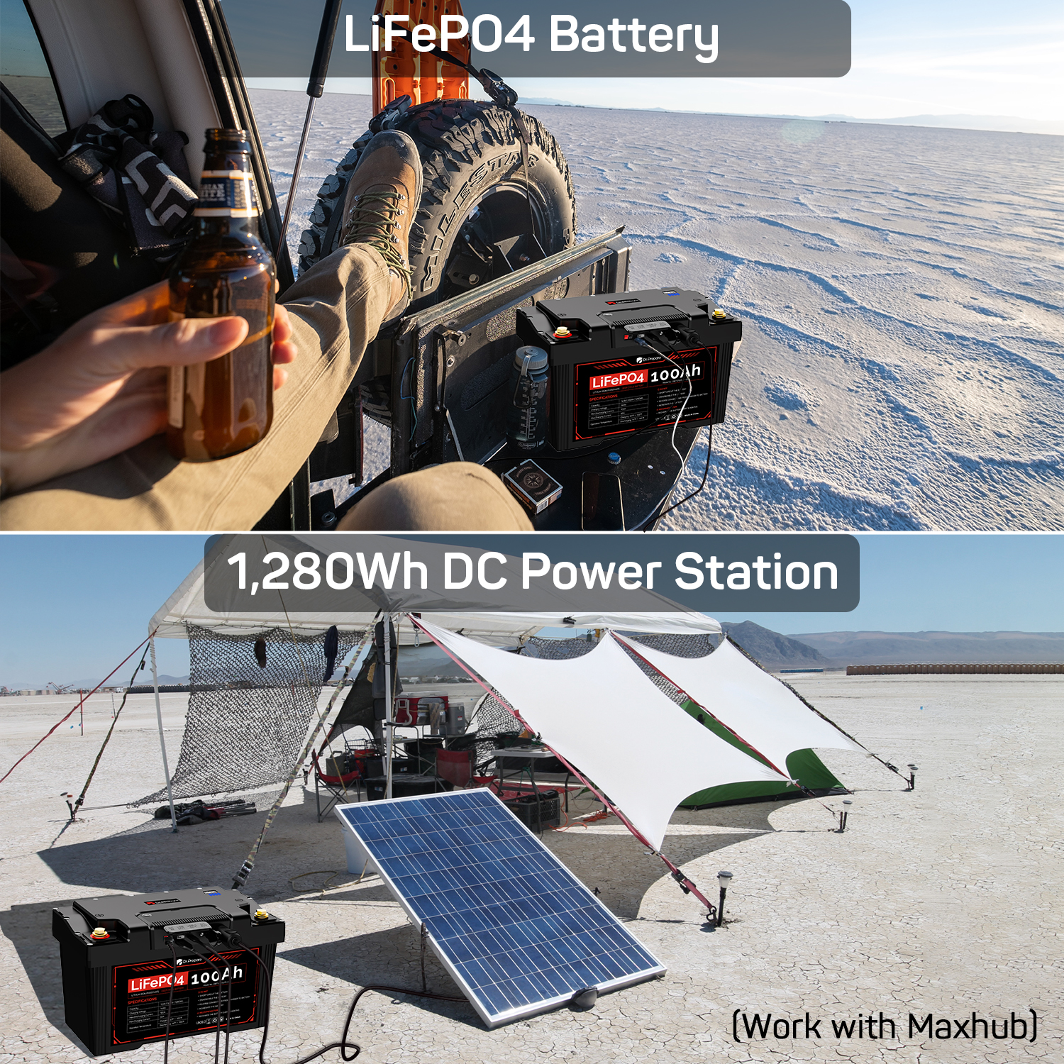 100Ah 12V PowerMax LiFePO4 Battery / 1280Wh Portable Power Station | Akkus und PowerBanks