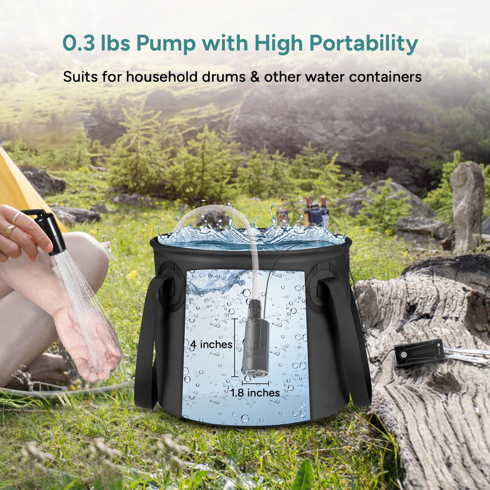 5 Gallons Portable Camping Shower Kit with Pump