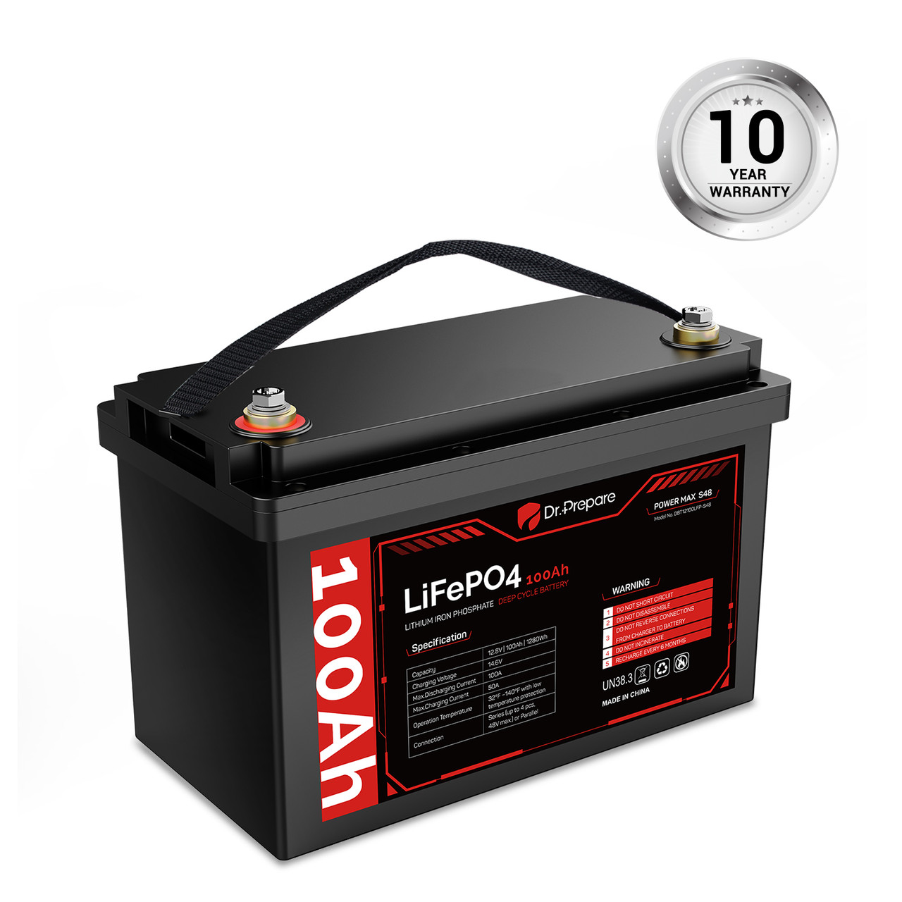 12V 100Ah LiFePO4 Lithium Battery with Bluetooth APP Built-in Smart 100A  BMS for Truck, RV, Solar, Trolling Motor