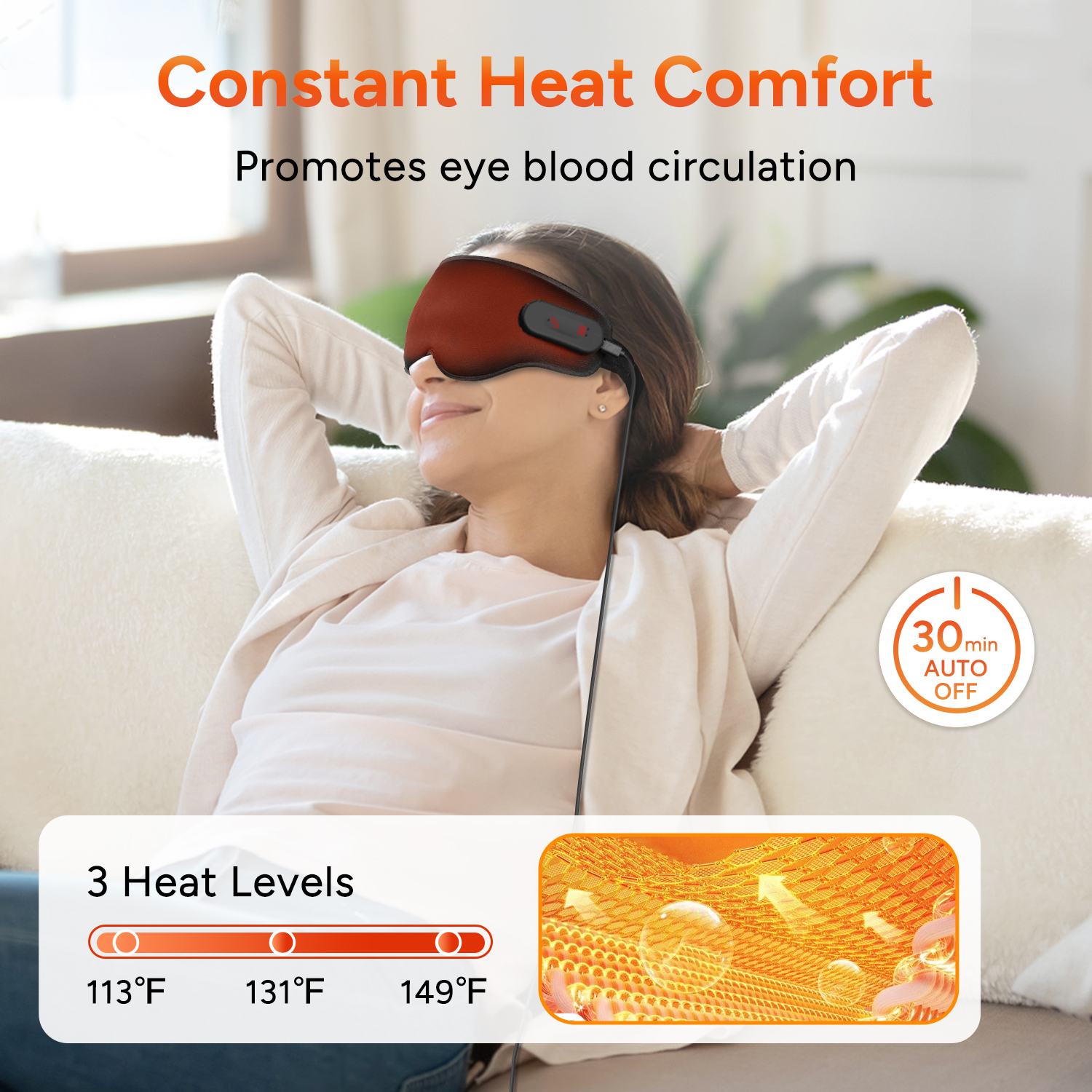 DR.PREPARE 3 in 1 Heated Massage Eye Mask, 3D Contoured Eye Massager for  Dry Eyes with 3 Vibration Mode, Temperature & Timer Control, USB Warm Eye