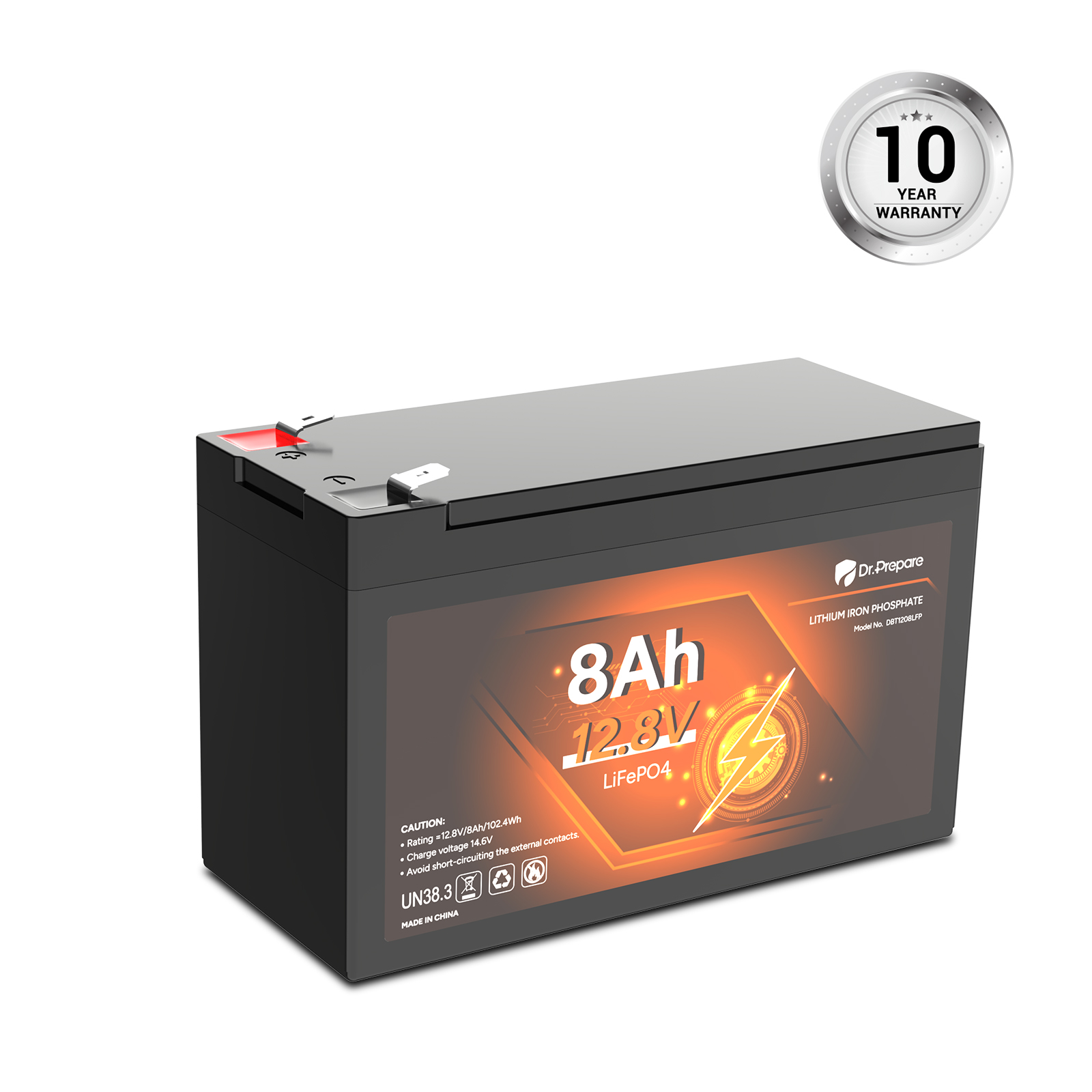 12V 8Ah LiFePO4 Lithium Deep Cycle Battery [10-year Warranty]