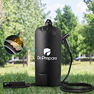  DR.PREPARE Camping Shower, 4 Gallons 15L Portable Camp Shower  Bag for Camping Beach Travelling Hiking Trip, Solar Shower Outdoor with  On-Off Switchable Shower Head : Sports & Outdoors