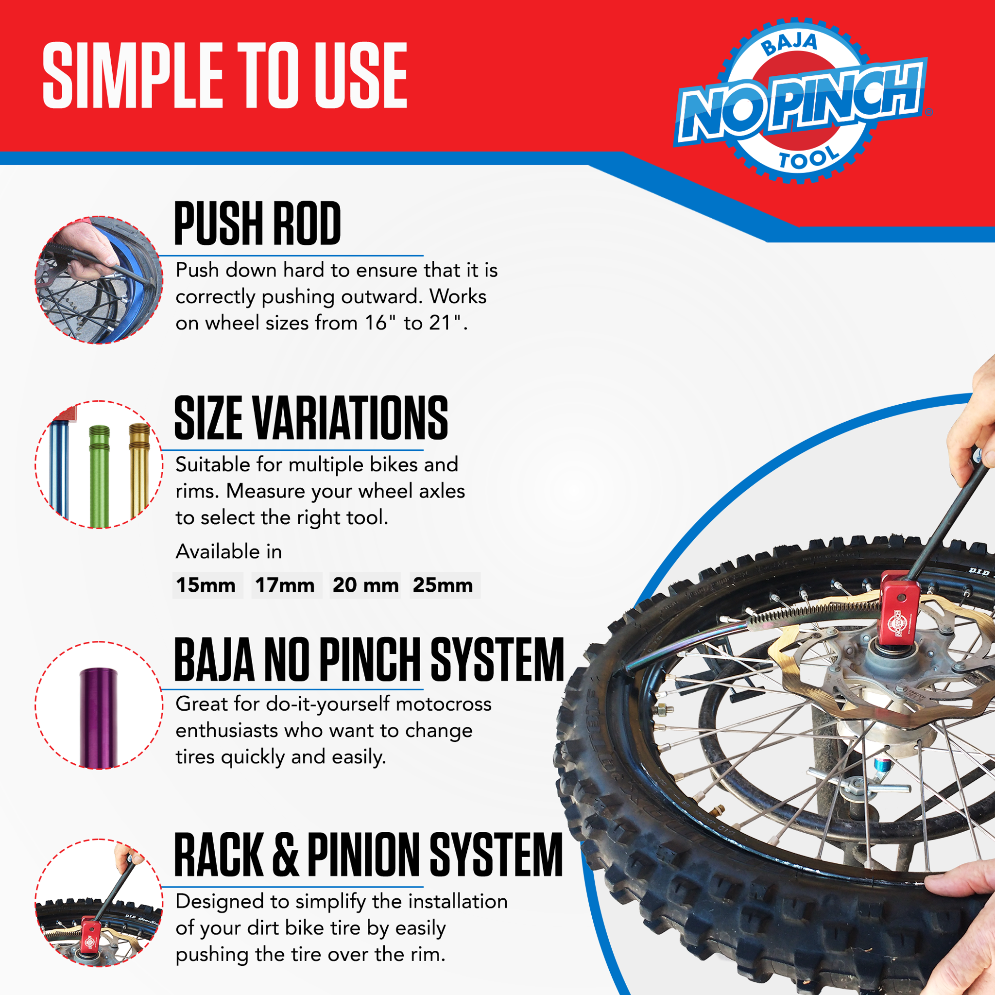  Baja No Pinch Dirt Bike Tire Changing Tools - Minibike