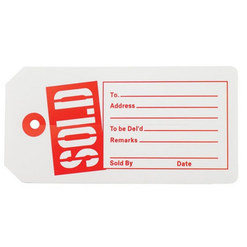SLOTTED SOLD TAGS - RED/WTE