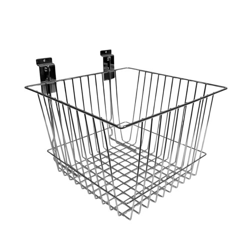 12" x 12" x 8" Chrome Grid/Slatwall Basket