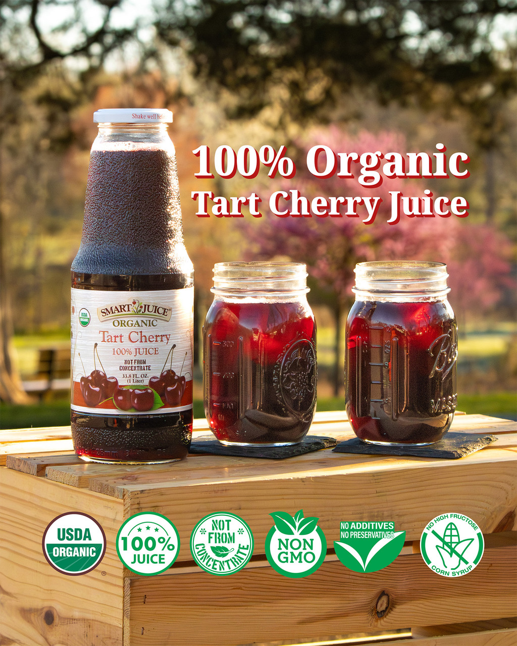 Organic Tart Cherry Juice - 100% Not From Concentrate, 33.8 fl oz