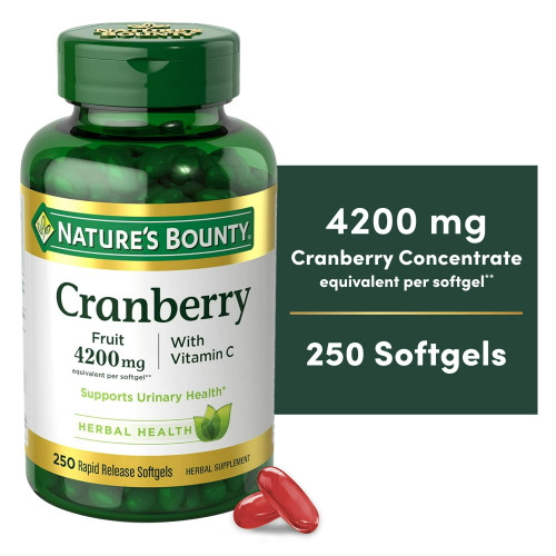 Nature’s Bounty Cranberry Supplement with Vitamin C, 4200mg, 250 Count