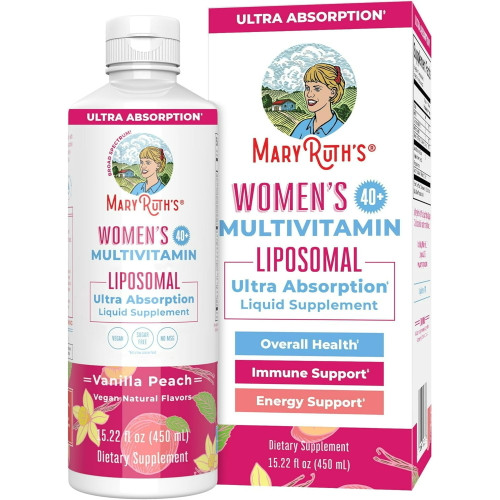 MaryRuth's Women's Multivitamin Liquid 40+, One Bottle 15.22 Fl Oz for Women, Vanilla Peach Flavor