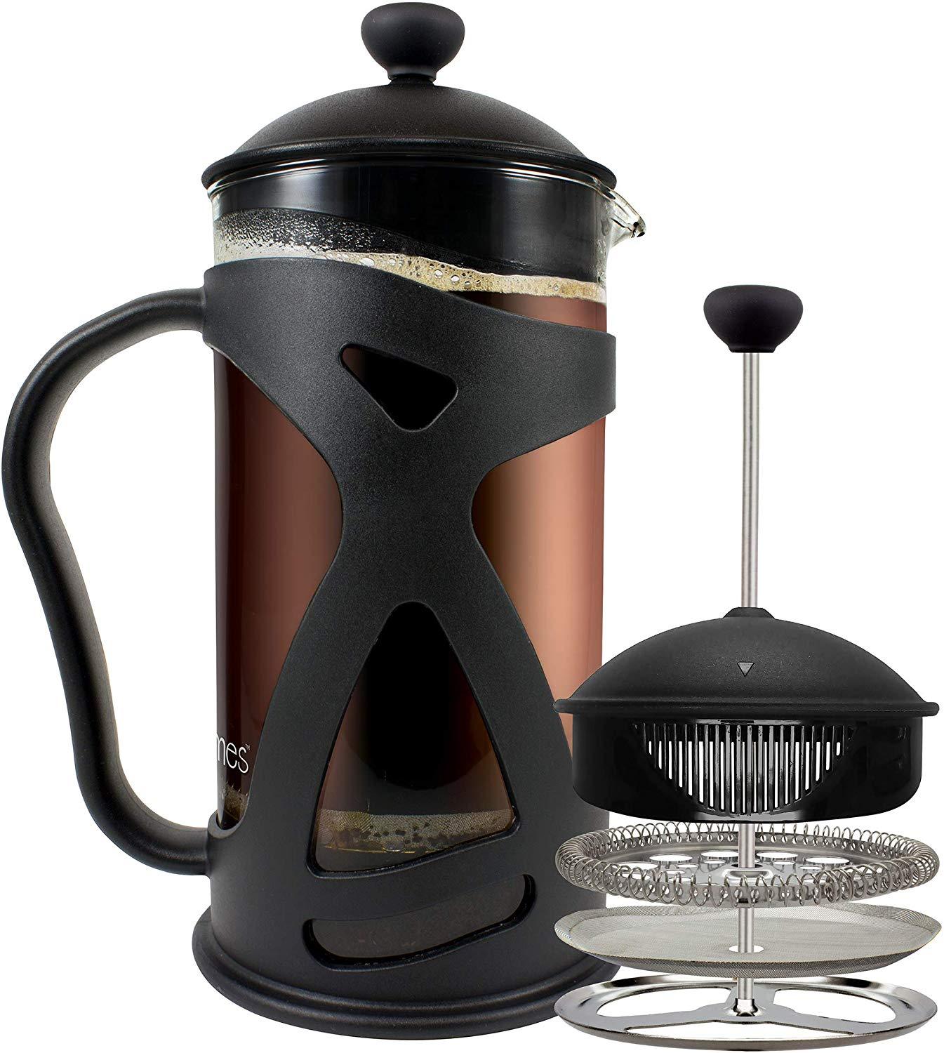 KONA French Press Small Single Serve Coffee and Tea Maker, Black