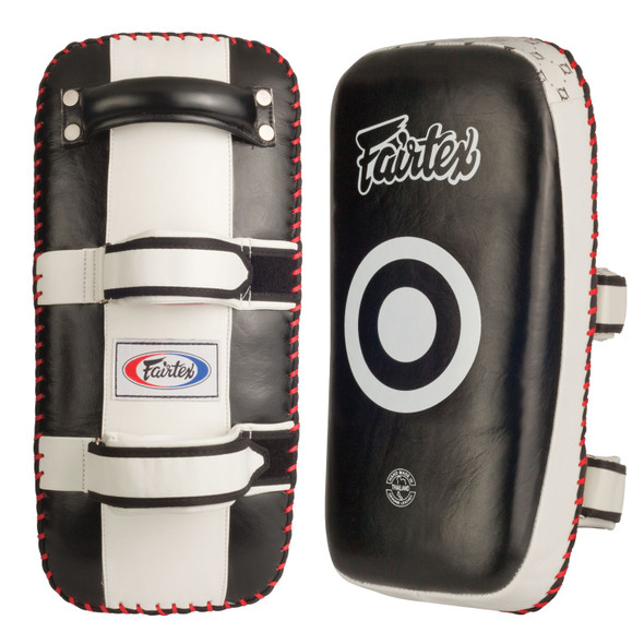 The versatility of the Fairtex Thai pads makes them an essential tool for all fight styles and disciplines.



Curved design creates a tight fit and better accepts leg strikes
Soft padding on the head for jabs
Leather construction
No sharp edges or angles
Hand made in Thailand