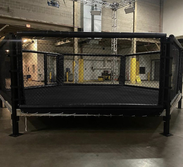 The Professional MMA 22' x 22' Hexagon MMA cage competition approved custom Handcrafted in the USA. For more information sales and rentals please contact customer service directly via email or phone. Discounted shipping rate via freight. Available in all different color combinations. Customize it with your logo upon request. 