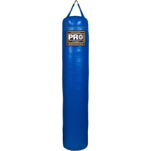 6FT Muay Thai Boxing MMA Royal Blue Heavy Punching Bags 
High-Grade Chrome D-Ring Hardware (Maximizes Life)
Triple Stitched Straps and Seams
High grade skins for Easy Cleaning and Durability
Weight: Approximately 130 lbs 14” Diameter
Filled and ready for use
Weatherproof
Made in USA