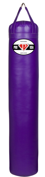 All of our Pro USA Muay Thai Heavy Punching Bags are designed for serious training! They are manufactured in the USA and designed to last a lifetime! Each features a shell of industrial nylon rip-stop woven scrim impregnated with a heavy-duty American vinyl coating, and triple-stitched along all stress seams. 100% Fabric Filled, Made in U.S.A.