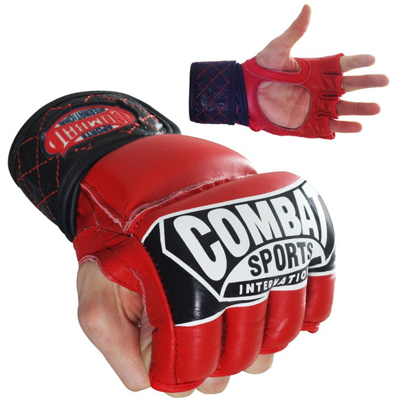 Combat Sports Pro-Style MMA Gloves, MMA Competition Glove, Synthetic Leather, Punch Glove, Bag Glove, Red