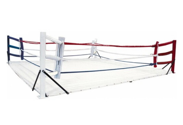 Everything you need for setting up a floor ring in your gym! Extra-stable and secure for round after round of ring action. Great floor ring for any gym. Attaches to any floor. Comes complete - easy to assemble.

Includes:

Full Frame
4 Corner Posts (2 White, 1 Red, 1 Blue)
4 Corner Cushions (2 White, 1 Red, 1 Blue)
3 Ropes & Rope Covers (1 White, 1 Red, 1 Blue)
12 Turnbuckles & Turnbuckle Covers (6 White, 3 Red, 3 Blue)
Ring Padding
White Canvas Ring Cover
12 Rope Retaining Rings
6 Rope Clamps
Made in the USA