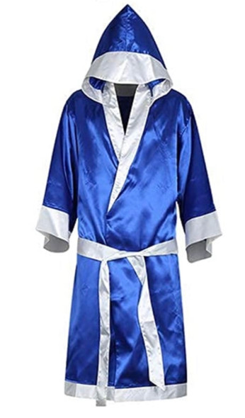 Pro Full Length Boxing Robe Blue/White