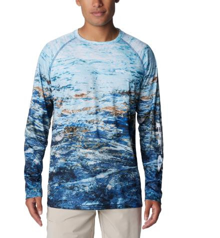 Columbia Camisa PFG Omni-Wick Omni-Shade UPF 40 Crystal Springs de manga convertible