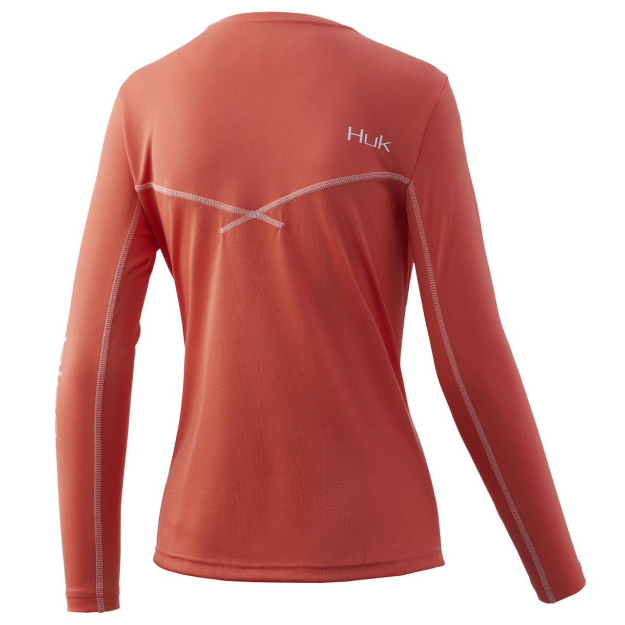 Huk Women's Icon X Long Sleeve Performance Shirt (Coral, X-Large)