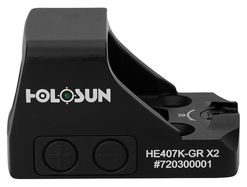 Holosun HE407KGRX2 HE407K- GR X2  Black Anodized 0.85 x 0.77 6 MOA Green Dot Reticle - 810047071372