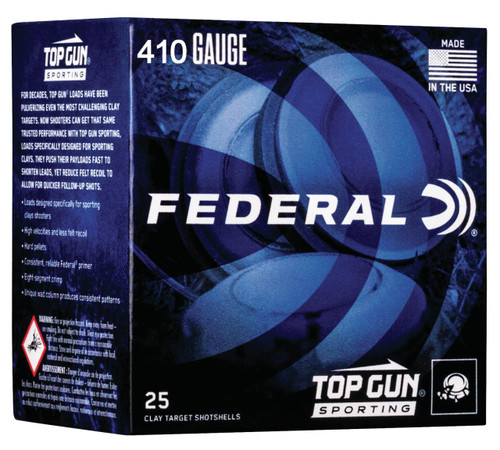Federal TGS4121475 Top Gun  410 Gauge 2.50" 1/2 oz 7.5 Shot 25 Per Box/ 10 Case - 604544646597