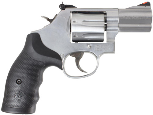 Smith & Wesson 164192 Model 686 Plus 357 Mag or 38 S&W Spl +P  Stainless Steel 2.50" Barrel & 7rd Cylinder , Satin Stainless Steel L-Frame , Red Ramp Front / Adjustable White Outline Rear Sights - 022